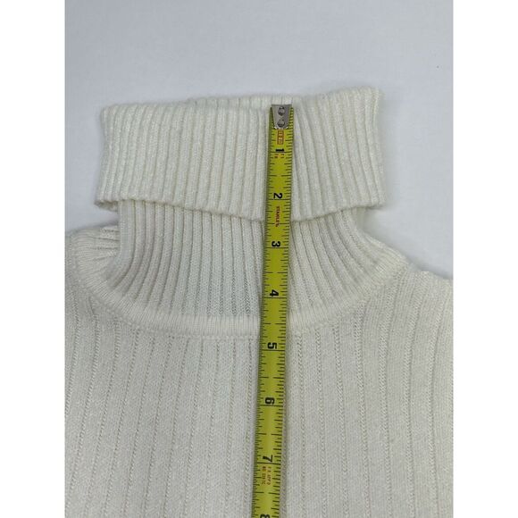 EXPRESS Ribbed Turtleneck Long Sleeve Knit Shirt Women's Small Beige - Picture 6 of 10
